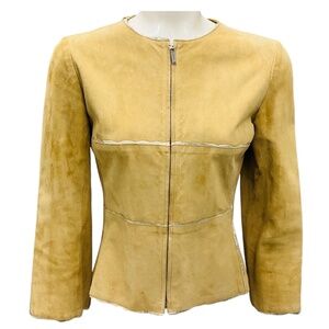 CHANEL RARE TAN / GOLD METALLIC SUEDE GOATSKIN JACKET